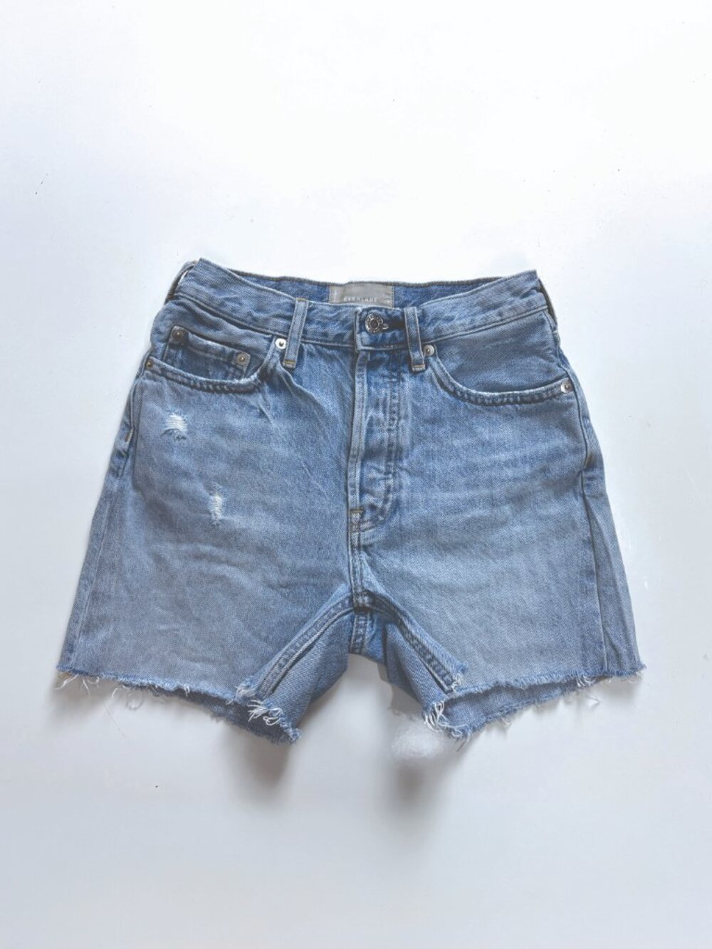 Everlane The Cheeky Distressed Cutoffs Denim Shorts, sz 23